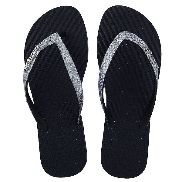 Chinelo Feminino Petite Jolie Glitter Preto - PJ7298