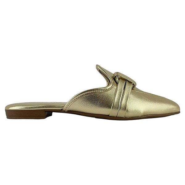 Mule Feminino Beira Rio Metalizado Dourado - 4134