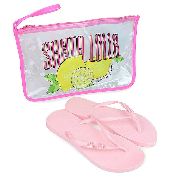 Chinelo Feminino Santa Lolla Flip Flop Necessaire Rosa 0342