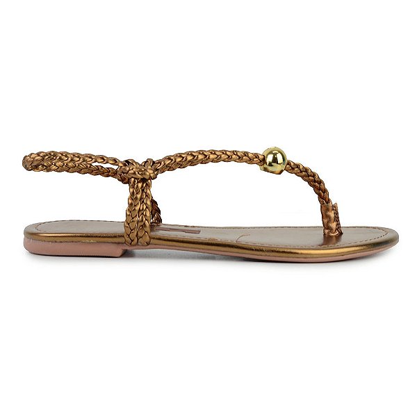 Rasteira Feminina Santa Lolla Metallic Bronze Marrom - 046E
