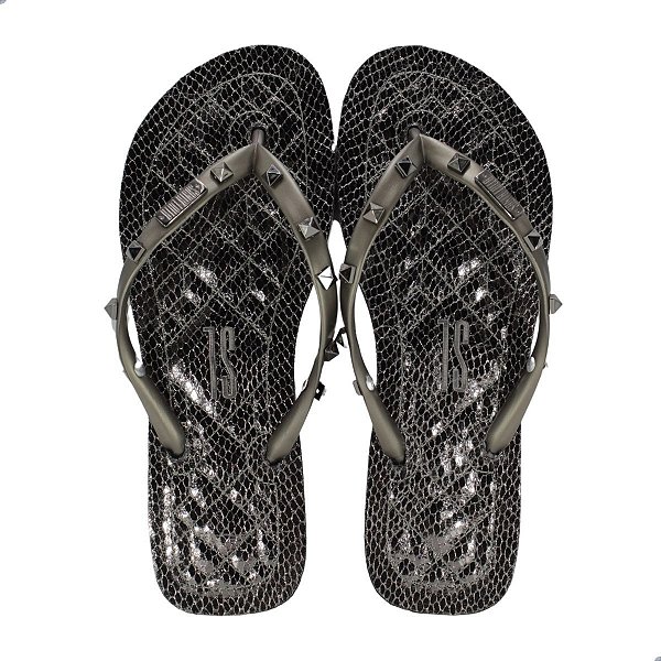 Chinelo Feminino Santa Lolla Flip Flop Matelassê Prata 0106
