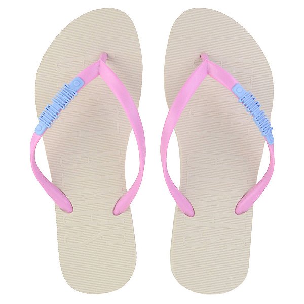 Chinelo Feminino Santa Lolla Flip Flop Bege Rosa - 06BC