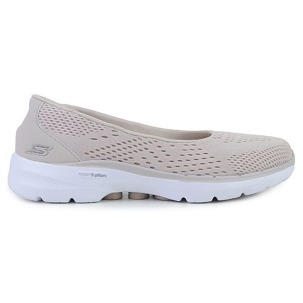 Tênis Feminino Skechers Go Walk 6 Bege Castanho - 896129BR