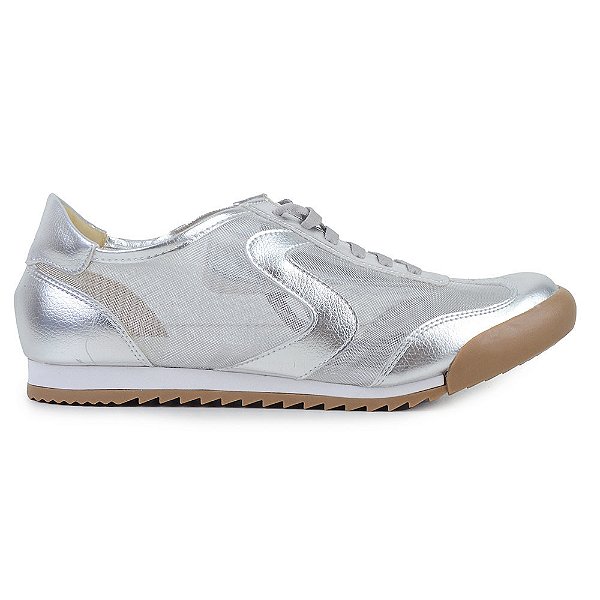 Tênis Feminino Suzana Santos Tela Metalizado Prata - 4607