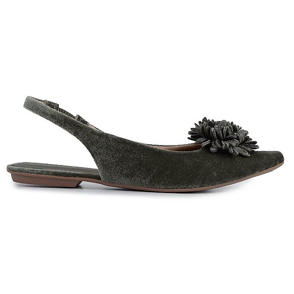 Sapatilha Feminina Suzana Santos Veludo Army Cinza - 3220