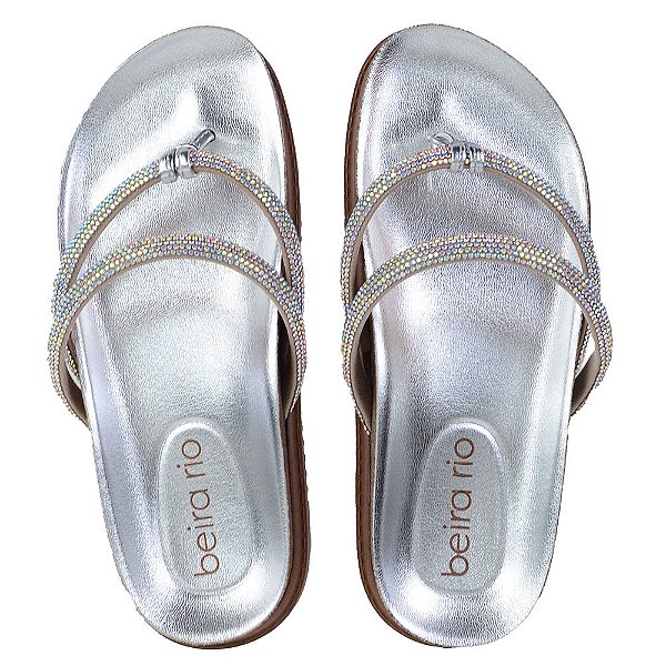 Chinelo Feminino Beira Rio Aurora Boreal Prata - 8524