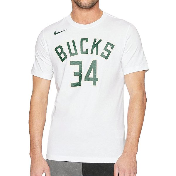 Camiseta Masculina Nike MC NBA Milwaukee Bucks Branca - DR63