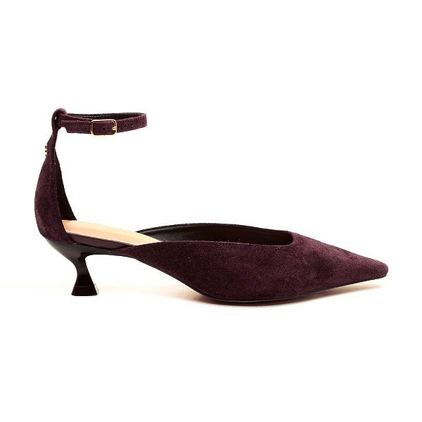 Scarpin Feminino Cecconello Camurça Malbec Bordô - 2615005