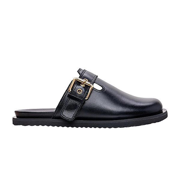 Mule Feminino Carrano Clog Couro Preto - 732007
