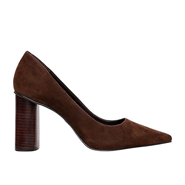 Scarpin Feminino Carrano Salto Oval Couro Marrom - 508002H