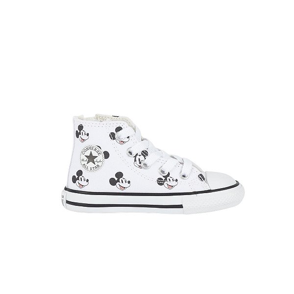 Tênis Infantil Converse All Star Chuck Taylor Mickey Side Zip Hi Branco - CK1331