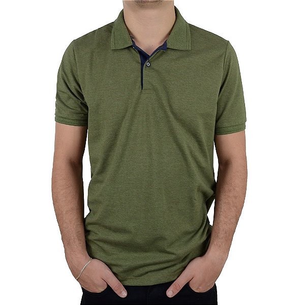 Camisa Polo Masculina Ogochi Slim Piquet Verde - 0075