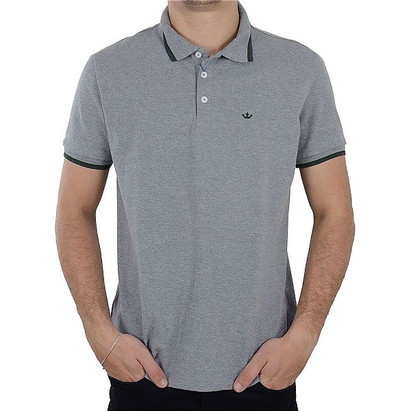 Camisa Polo Masculina Docthos Slim Piquet Cinza - 1190