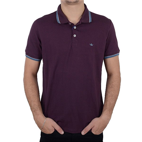 Camisa Polo Masculina Docthos Slim Piquet Bordô - 1190
