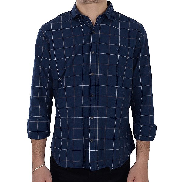 Camisa Masculina Docthos ML Slim Xadrez Marinho - 9592