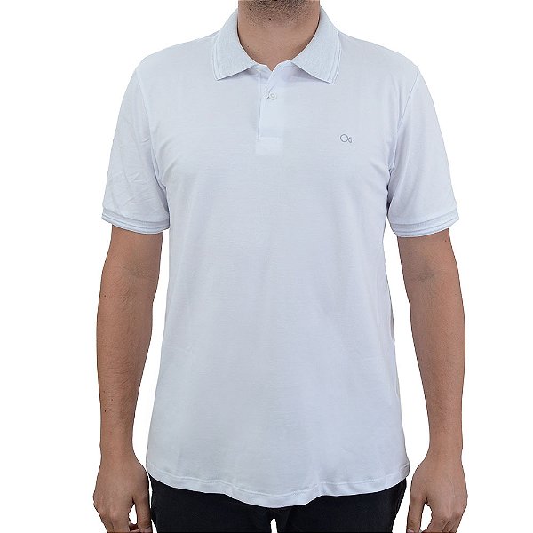 Camisa Polo Masculina Ogochi Casual Slim Branco - 00748
