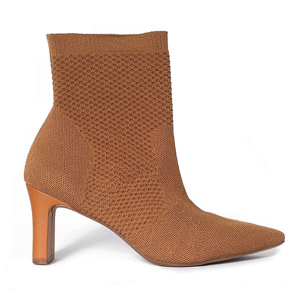 Bota Feminina Giulia Domna Cano Baixo Knit Marrom - 593001