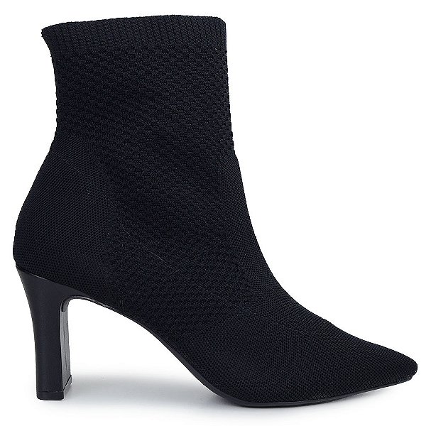 Bota Feminina Giulia Domna Cano Baixo knit Preta - 593