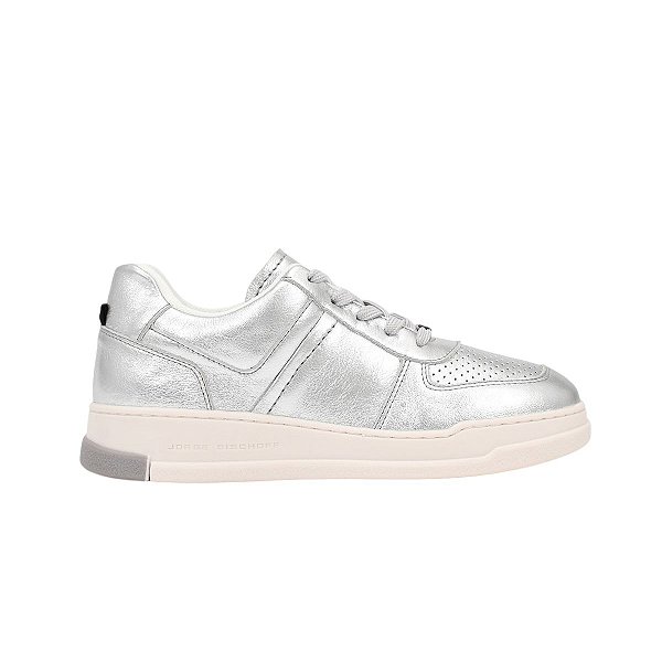 Tênis Feminino Jorge Bischoff Casual Couro Prata - J23244