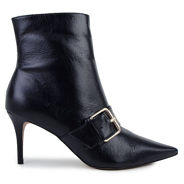 Bota Feminina Cecconello Cano Baixo Couro Preta - 2658002