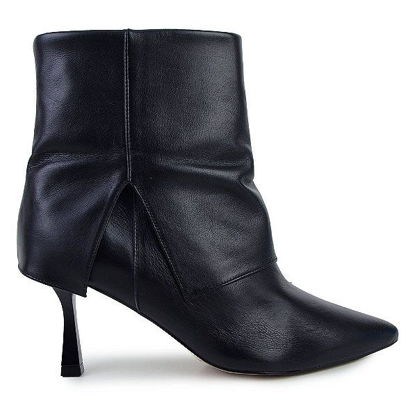 Bota Feminina Cecconello Cano Baixo Couro Preta - 2631
