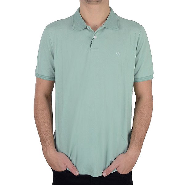 Camisa Polo Masculina Ogochi Slim Piquet Verde Claro - 0074