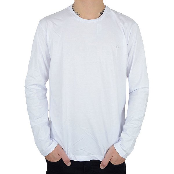 Camiseta Masculina Ogochi ML Essencial Slim Branca - 0064