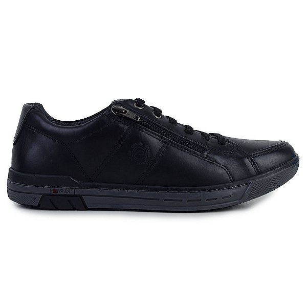 Sapatênis Masculino Pegada Couro Stretch Preto - 1193