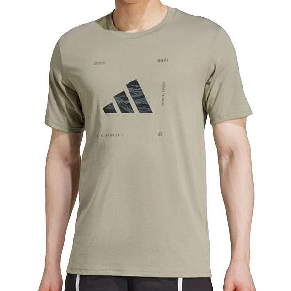 Camiseta Masculina Adidas MC Logo Gráfica Cinza - JD8230