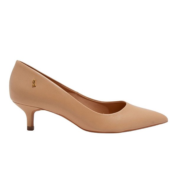 Scarpin Feminino Santa Lolla Salto Fino Couro Bege - 1304