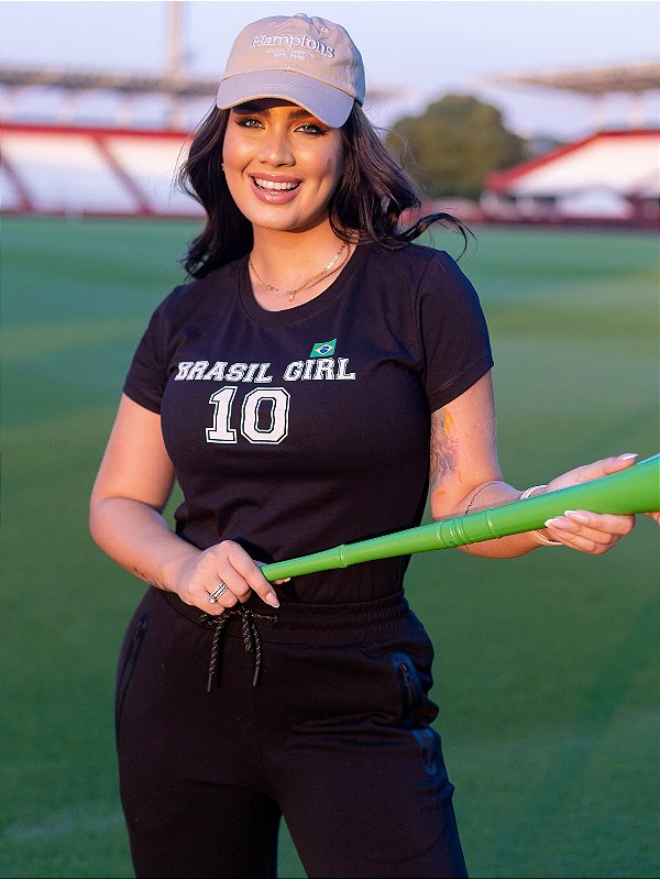 T-SHIRT FEMININA - BRASIL GIRL - COR PRETO