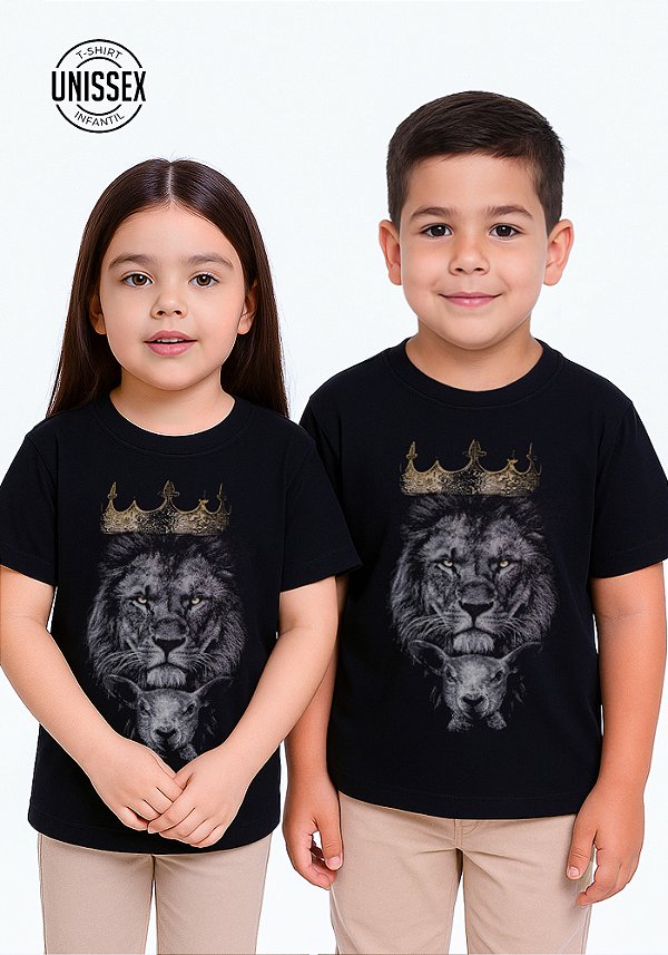 INFANTIL UNISSEX - CORDEIRO E O LEÃO - COR PRETO