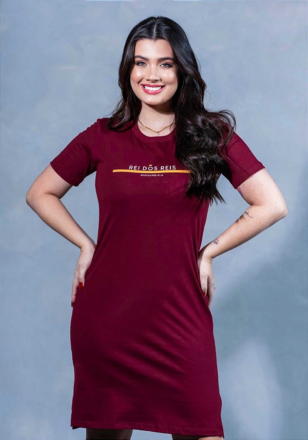 VESTIDO PREMIUM ALGODÃO - REI DOS REIS - COR BORDO