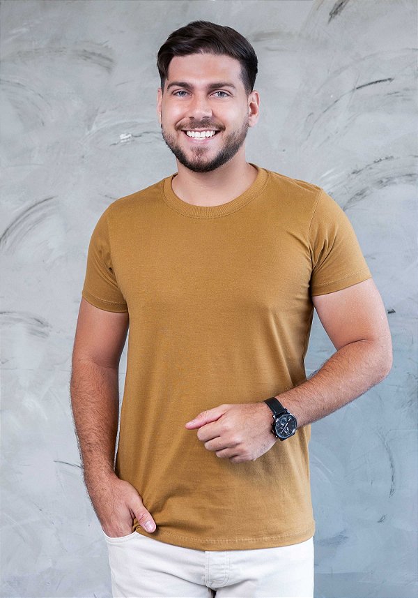 T-SHIRT MASCULINA - BÁSICA - COR MADEIRA
