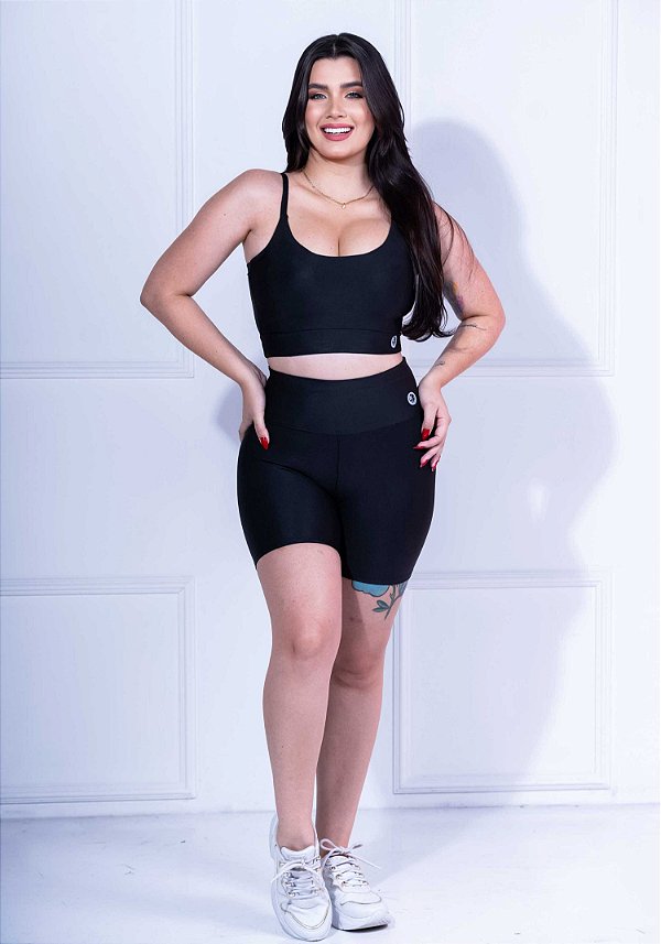 CONJUNTO DE SHORT FITNESS - PRETO