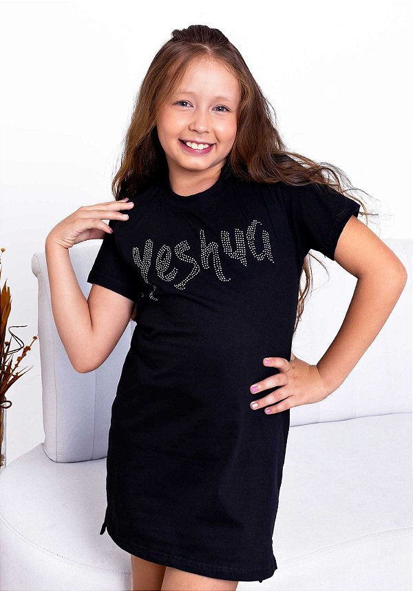 VESTIDO INFANTIL - YESHUA STRASS - COR PRETO