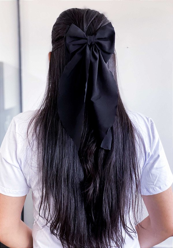 LAÇO GRANDE DE CABELO - COR PRETO