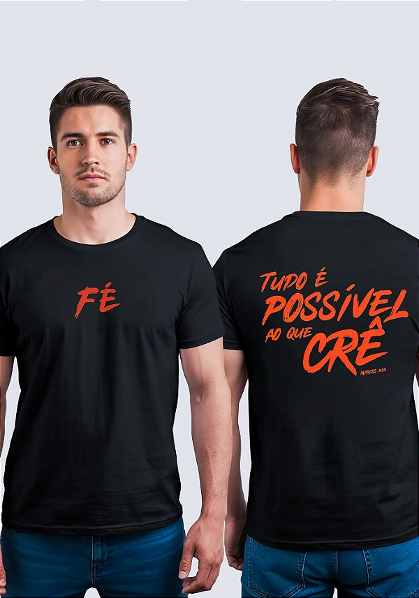 T-SHIRT MASCULINA  - TUDO É POSSÍVEL - COR PRETO