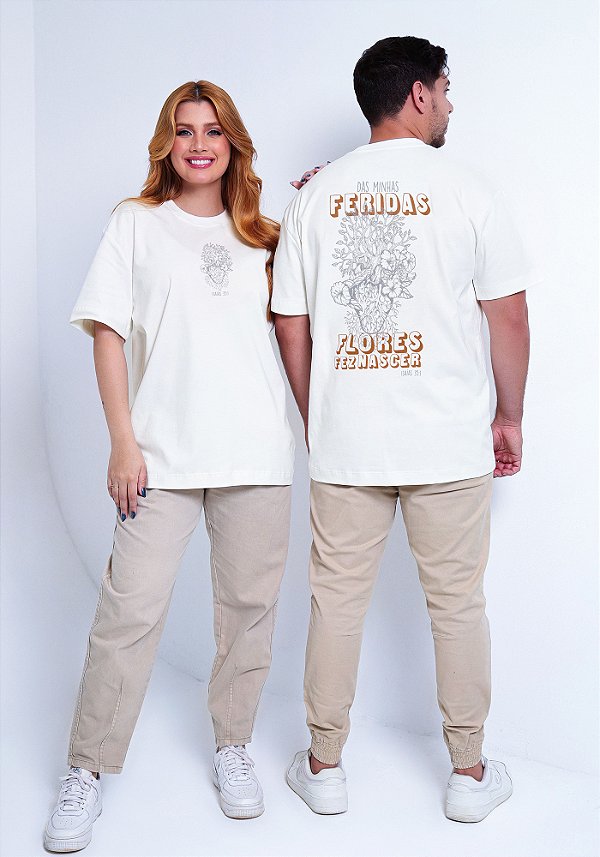 OVERSIZED - FLORES FEZ NASCER - COR MARFIM
