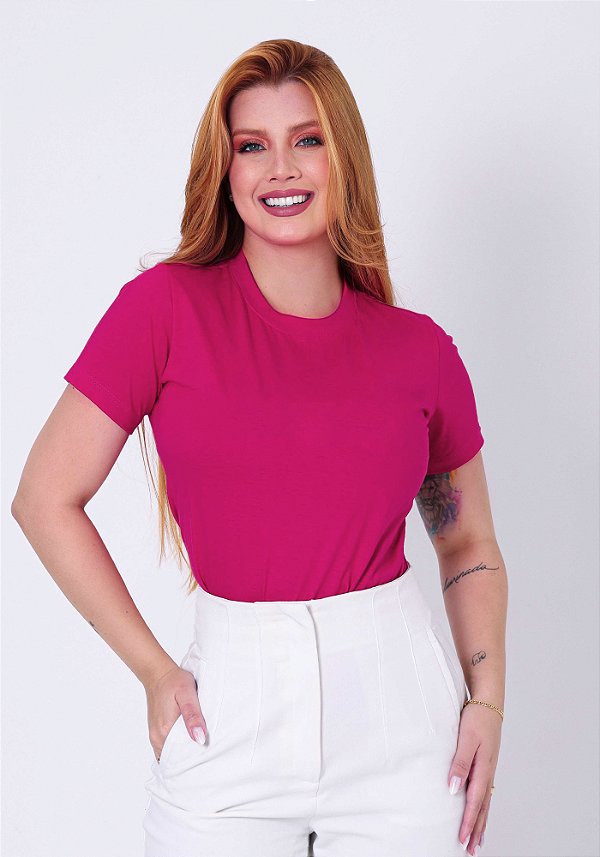 T-SHIRT FEMININA - BÁSICA - COR LOTUS