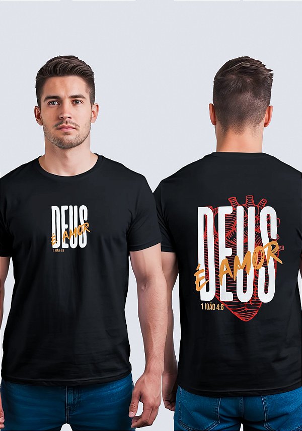 T-SHIRT MASCULINA - DEUS É AMOR - COR PRETO