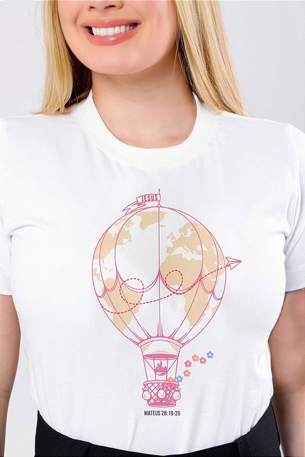 T-SHIRT FEMININA - IDE BALÃO - COR MARFIM