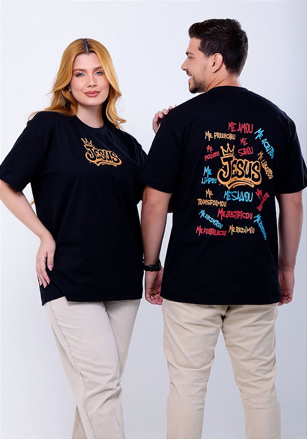 OVERSIZED - JESUS ME SALVOU - COR PRETO
