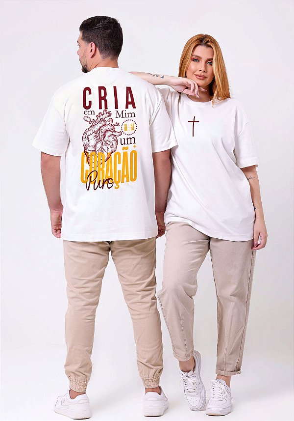 OVERSIZED - CRIA EM MIM UM CORAÇÃO PURO - COR MARFIM