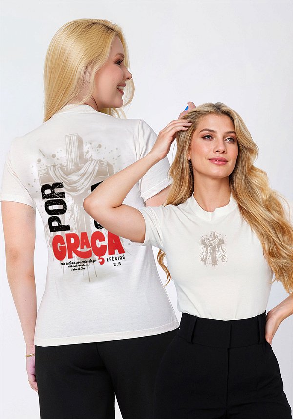 T-SHIRT FEMININA - CRUZ POR SUA GRAÇA