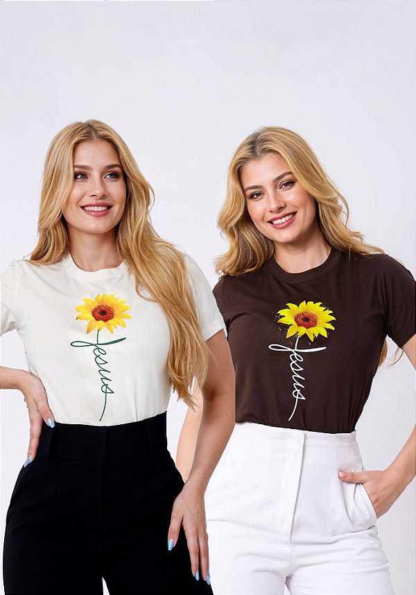 T-SHIRT FEMININA - GIRASSOL JESUS