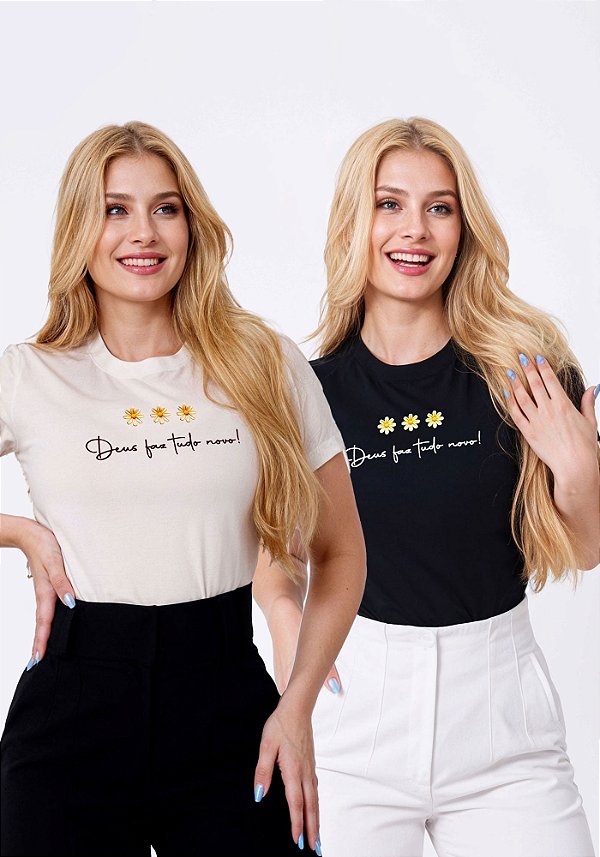 T-SHIRT FEMININA - DEUS FAZ TUDO NOVO