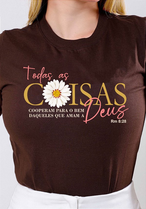 T-SHIRT FEMININA - TODAS AS COISAS COOPERAM - COR MARROM