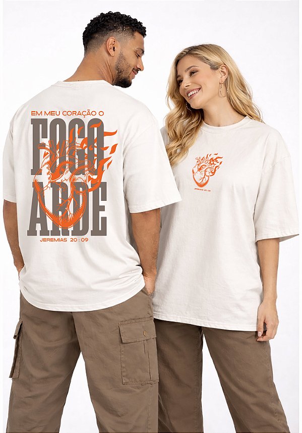 OVERSIZED - EM MEU CORAÇÃO O FOGO ARDE - COR MARFIM