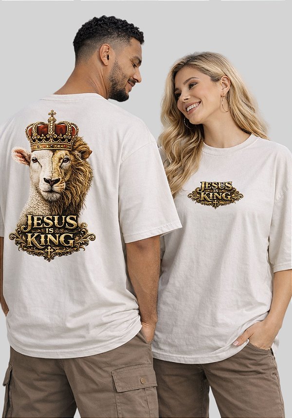 OVERSIZED - OVELHA JESUS IS KING - COR MARFIM